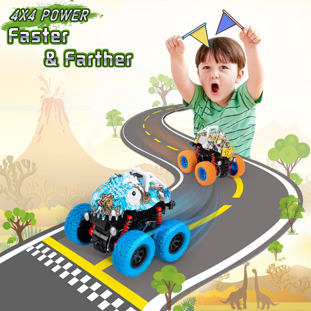 LOD BY dinosaur trucks pull-back action in motion for fast fun