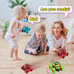 LODBY 4x4 pull-back stunt car speeding across the floor.