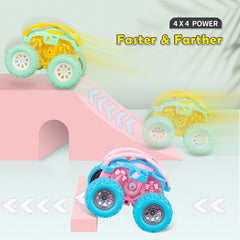 lodby stunt cars 360-rotation close-up highlights dynamic tricks for kids