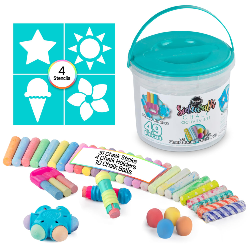 Loddie Doddie refillable chalk balls for extended outdoor art playtime.