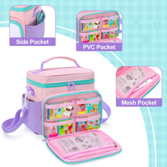 LoDrid carrying case front compartment keeps books within reach