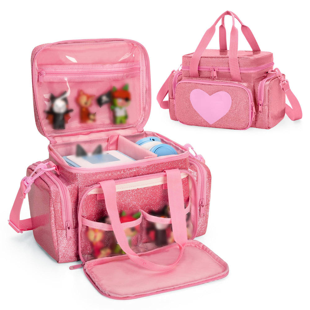 LoDrid Tonie Box carrying case in pink for safe transport and organization