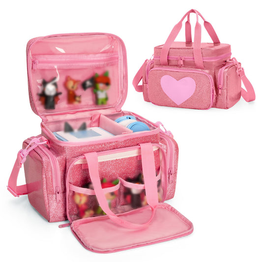 LoDrid Tonie Box carrying case in pink for safe transport and organization