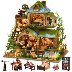 LogicTwist DIY miniature house kit with LED light for a cozy night display