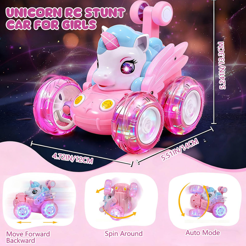 LED lights on Logth Unicorn RC Car for nighttime magic.
