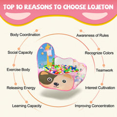 LOJETON ball pit folds into a compact bag for easy portability