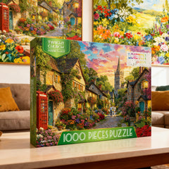 LOJETON Distant tower under pink-orange sky invites calm focus during puzzle time