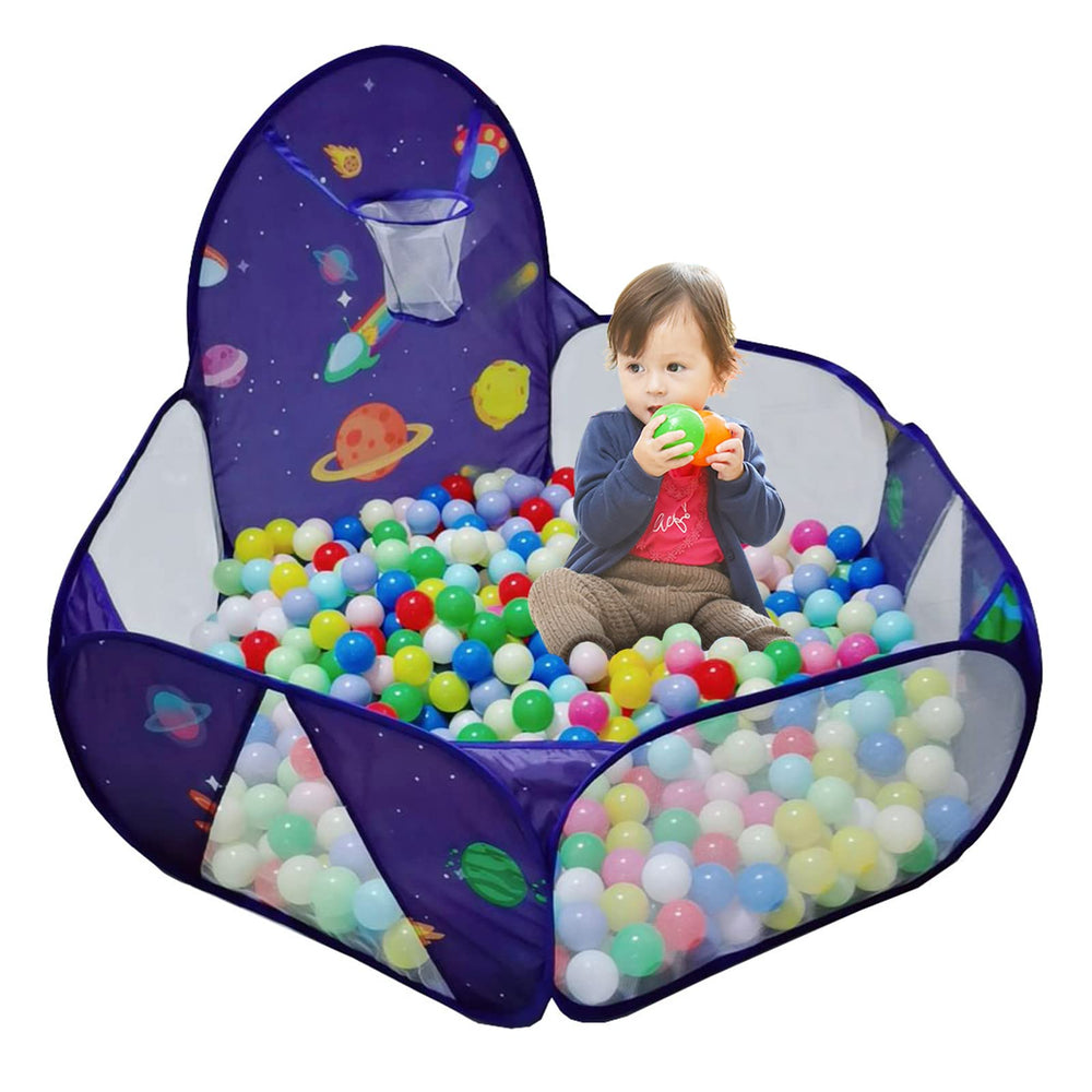 LOJETON kids ball pit with spaceship pattern for imaginative play