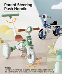LOL-FUN 5-in-1 toddler tricycle side view highlights mode versatility for growing riders.