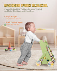 LOL-FUN wooden baby walker back panel storage with toys.