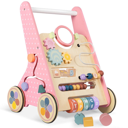 LOL-FUN wooden baby walker with wheels supports safe, smooth mobility for curious babies.