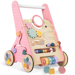 LOL-FUN wooden baby walker with wheels supports safe, smooth mobility for curious babies.