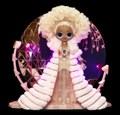 LOL Surprise NYE Queen light-up stand complements display setups.