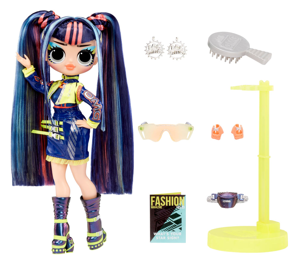 L.O.L. Surprise Victory doll standalone stand and hairbrush for posing.