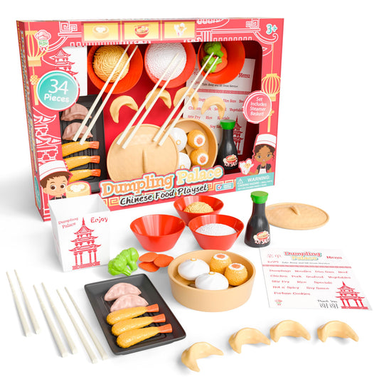 Lollipop Dumpling Palace kitchen set with vibrant pretend cookware supports imaginative play