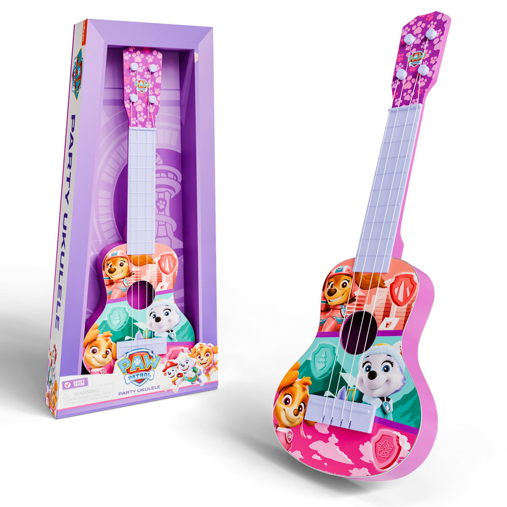 Lollipop Paw Patrol Party Ukulele learning moment, encourages rhythm and creativity