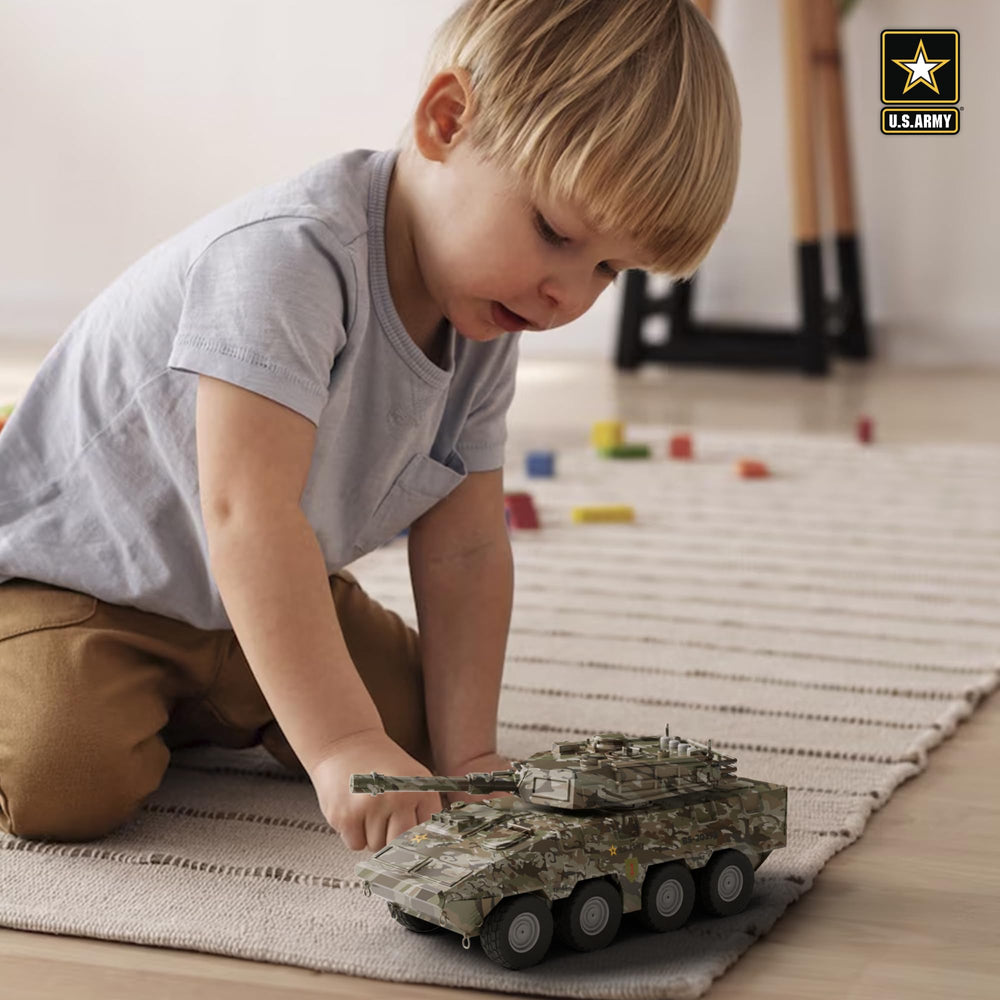 Lollipop U.S. Army Tank lights feature enhances nighttime pretend play.