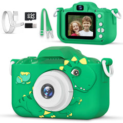 LOMINAT Kids Camera with dual-lens dinosaur case for active play