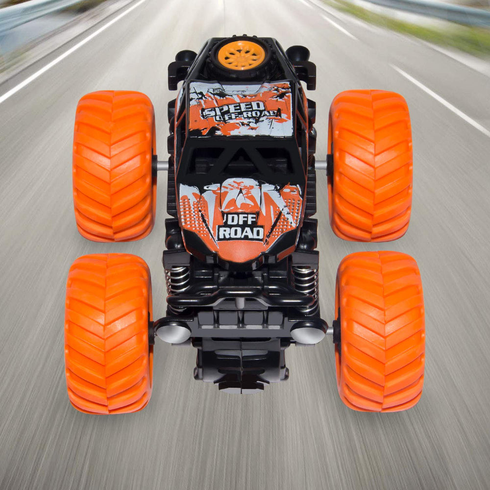 LONANDY Monster Truck Toy blue side view highlights smooth wheels and strong grip