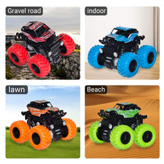 LONANDY Monster Truck Toy green back view demonstrates shockproof design for outdoor play