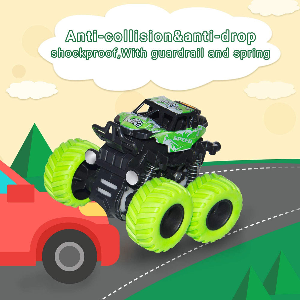 LONANDY Monster Truck Toy orange top view emphasizes vibrant colors for identification
