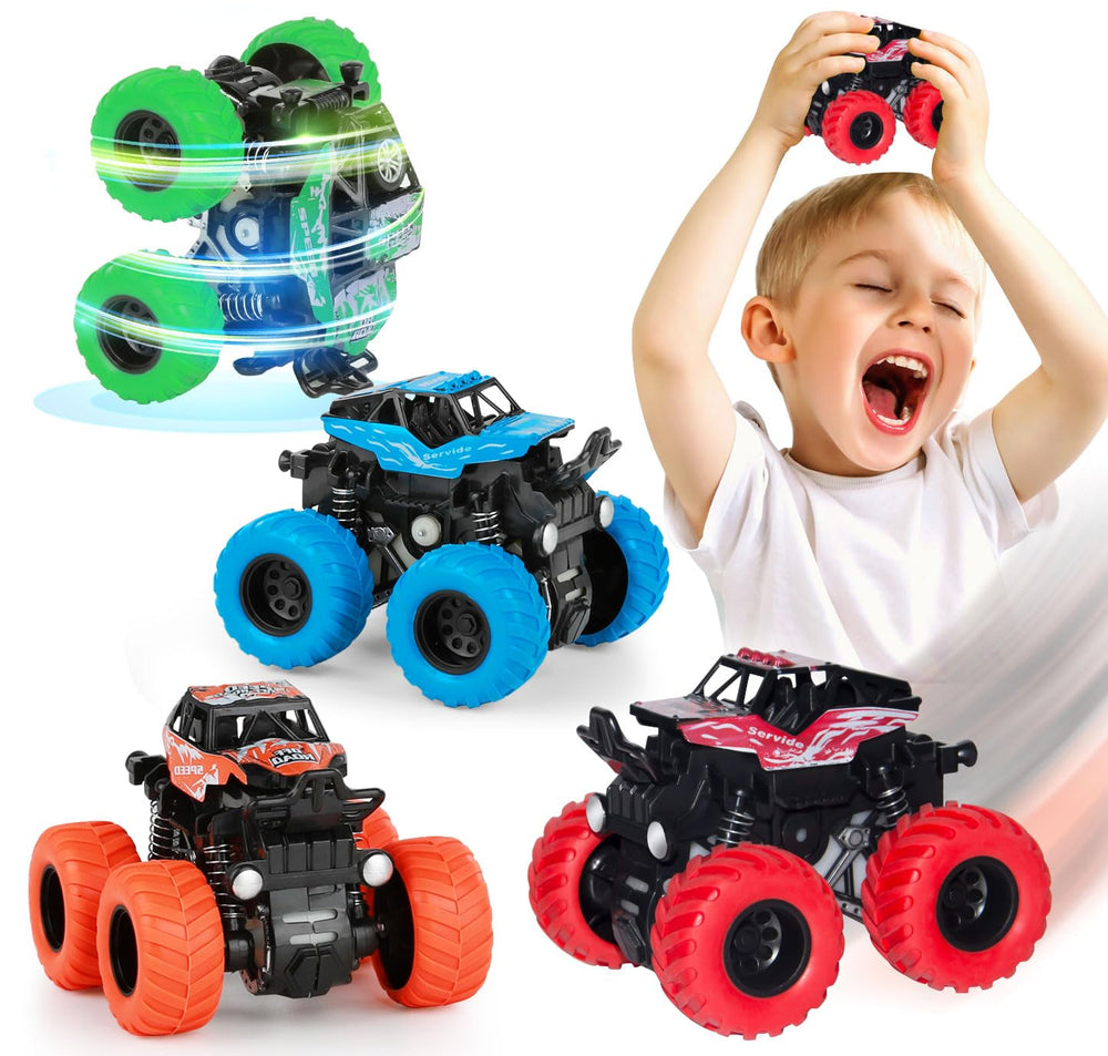 LONANDY Monster Truck Toy red front view shows rugged ABS build and friction-powered action