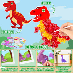 Lonfliness Stegosaurus poke-in board encourages colorful, mess-free crafting at home.