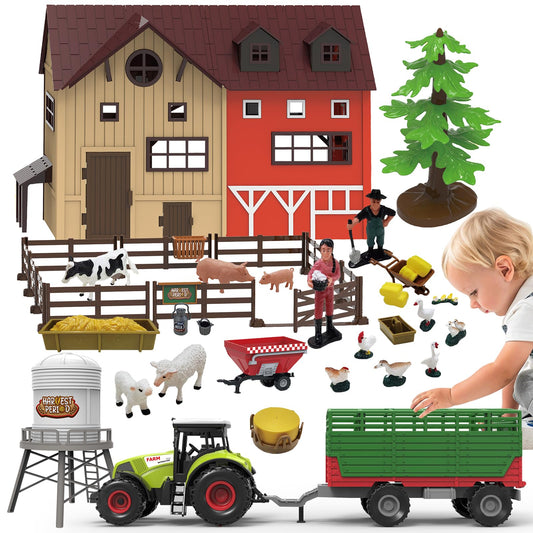 Lonfypeng 109pcs farm playset barn scene enhances imaginative play