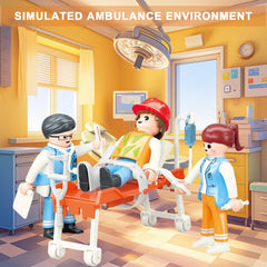 Lonfypeng ambulance toy truck with opening side and rear doors