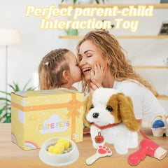 Lonfypeng plush dog interaction when patted mirrors friendly pet interactions