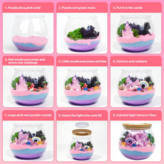 Lonfypeng Sparkling Crystal Accents add magical shine to the terrarium.