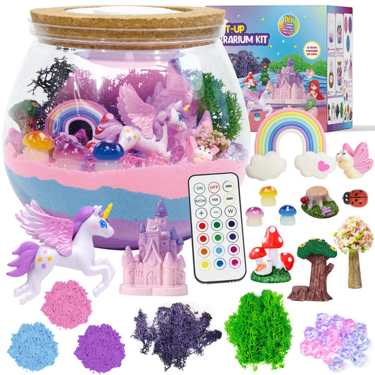 Lonfypeng Unicorn Terrarium Kit main display for creative play and glow.