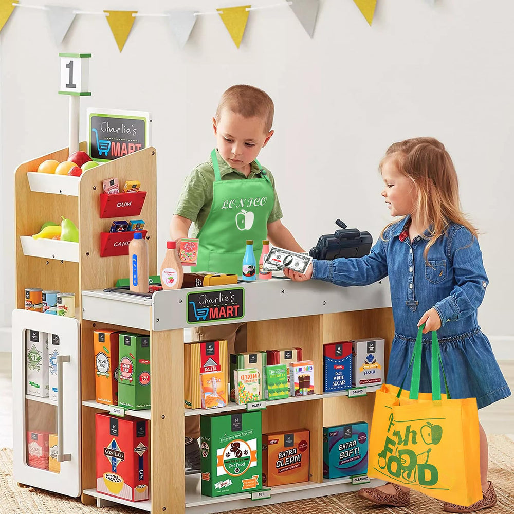 Lonico wooden dairy and eggs set supports sorting and pretend meals