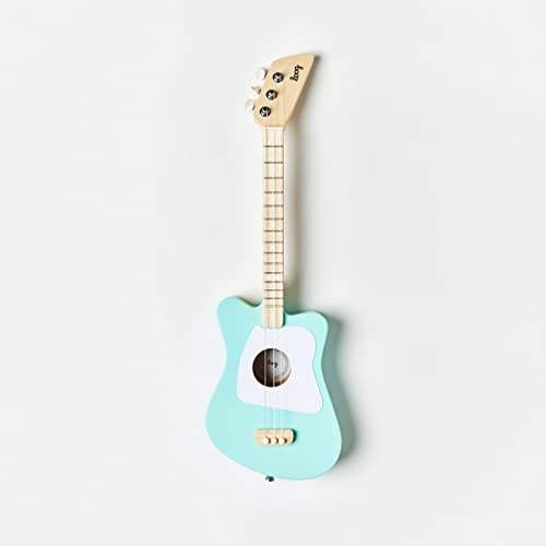 Loog Mini wooden body close-up highlights compact size for small hands