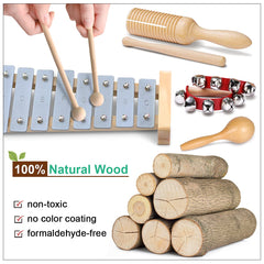 LOOIKOOS wooden music toys carrying bag keeps all pieces organized.