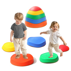 LoomLark Balance Stepping Stones display colorful river-stone visuals to support color recognition.