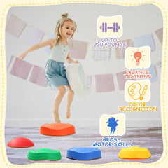 LoomLark Balance Stepping Stones with colorful tactile surfaces support color recognition and balance.