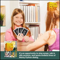 Looney Labs Monty Python Fluxx playing time image suggests versatile sessions for all ages.