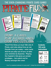 Looney Labs Pirate Fluxx cards spread on table for quick rounds and social fun