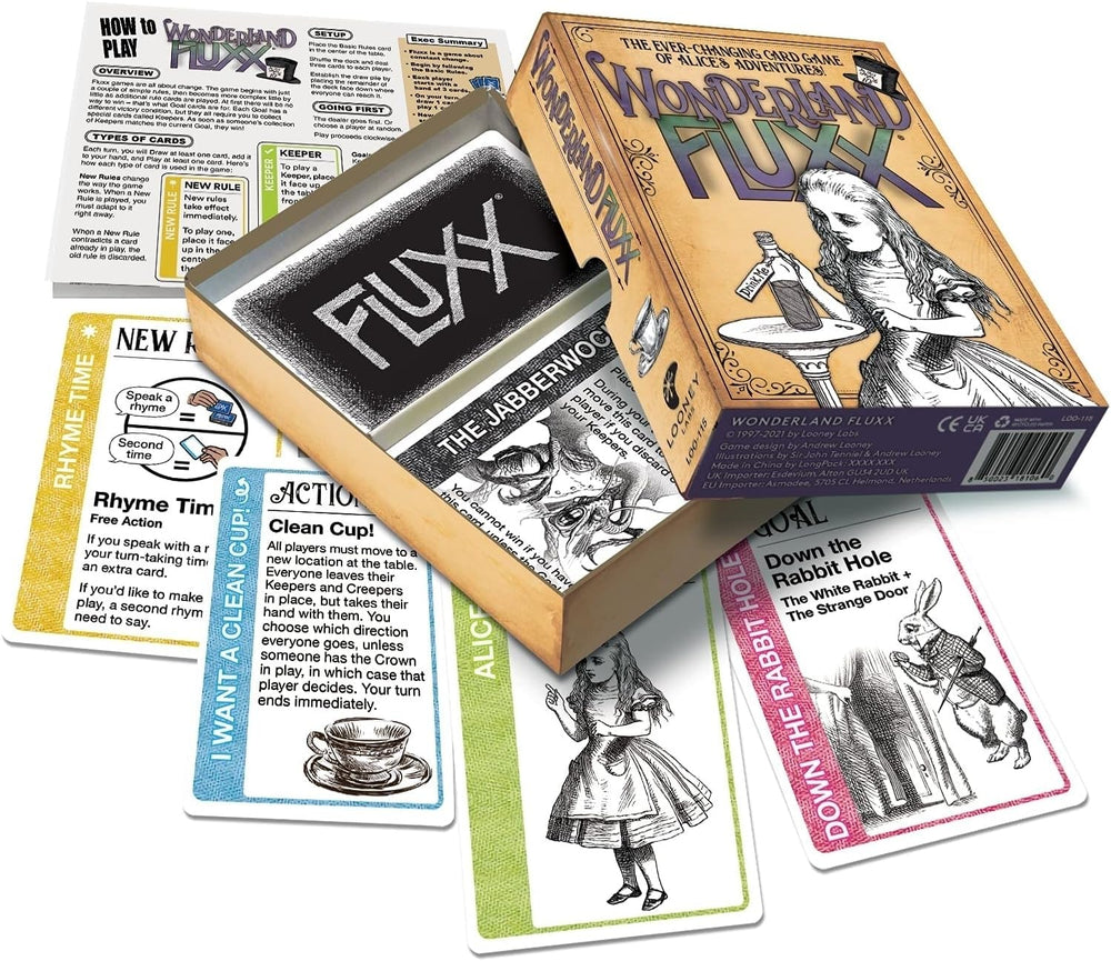 Looney Labs Wonderland Fluxx Jabberwock card, raises challenge on game night