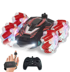 LOOZIX gesture-sensing RC stunt car front view with LED lighting for immersive play