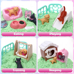 Lorfancy cat house, beds, slide, and kennel for varied play areas.