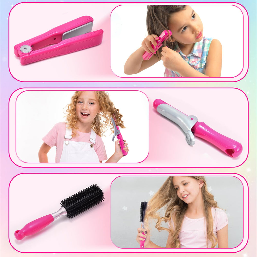Lorfancy curling and flat irons for kid-friendly hairstyling pretend play.