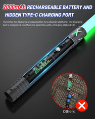 Lorsaberus light saber displaying 12 RGB color options for personalization