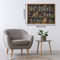 Lorvonis Bookshelf Mushroom Forest Puzzle box inside lid offers easy piece identification.