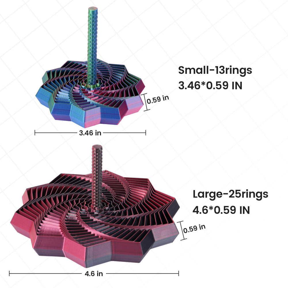 Losaria colorfully layered fractal fidget star seen from the side.