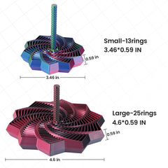 Losaria colorfully layered fractal fidget star seen from the side.