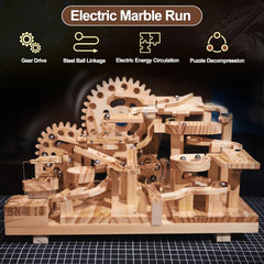 Losbenco electric motor marble run demonstrates automated marble motion for captivating visuals