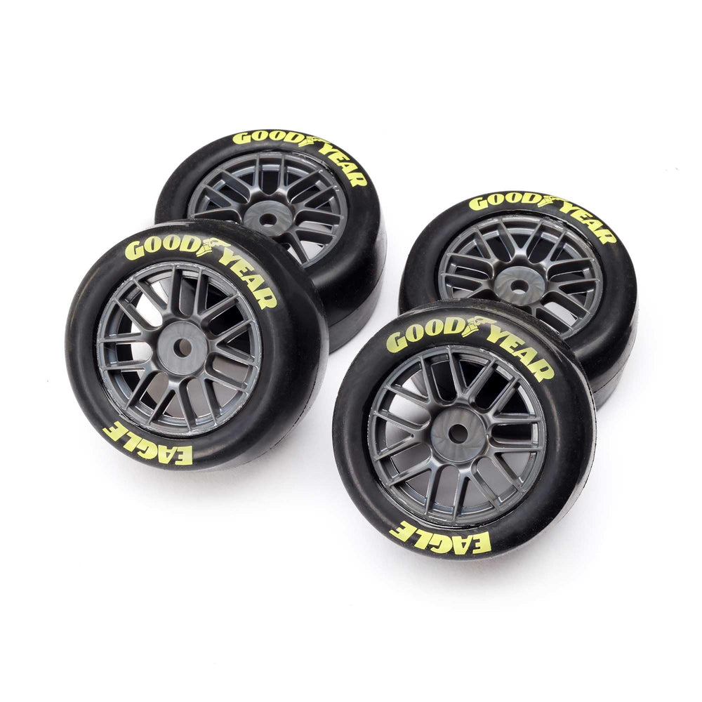 Losi Goodyear Eagle mounted tires, soft compound, ideal for NASCAR GROM on low-grip tracks