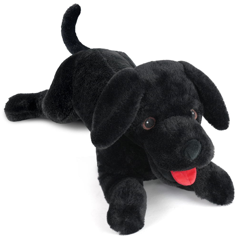 LotFancy 21-inch black lab plush front view for cuddling and play.